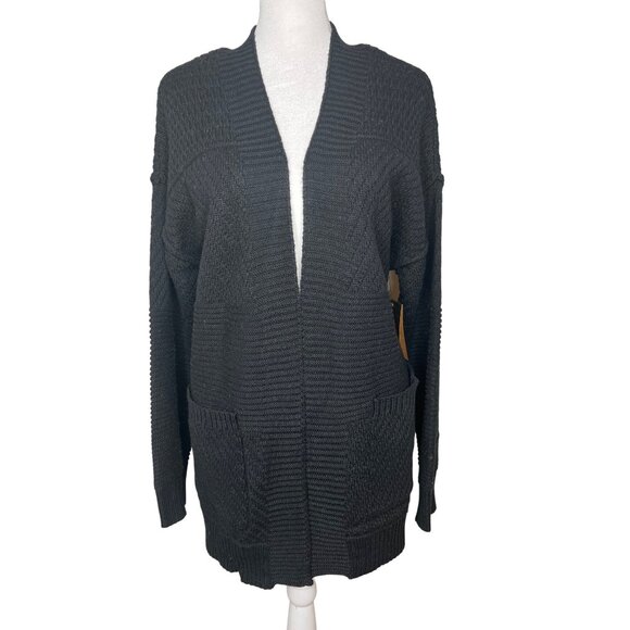 Frye Sweaters - Frye Womens Donegal Black Open Knit Cardigan Sweater With Pockets Size Medium